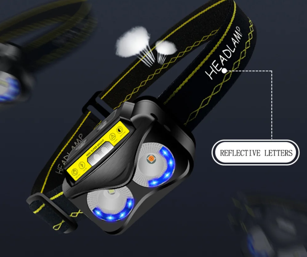 3000LM Mini Rechargeable LED HeadLamp Body Motion Sensor LED Built-in power Head Light Lamp induction Flashlight With USB