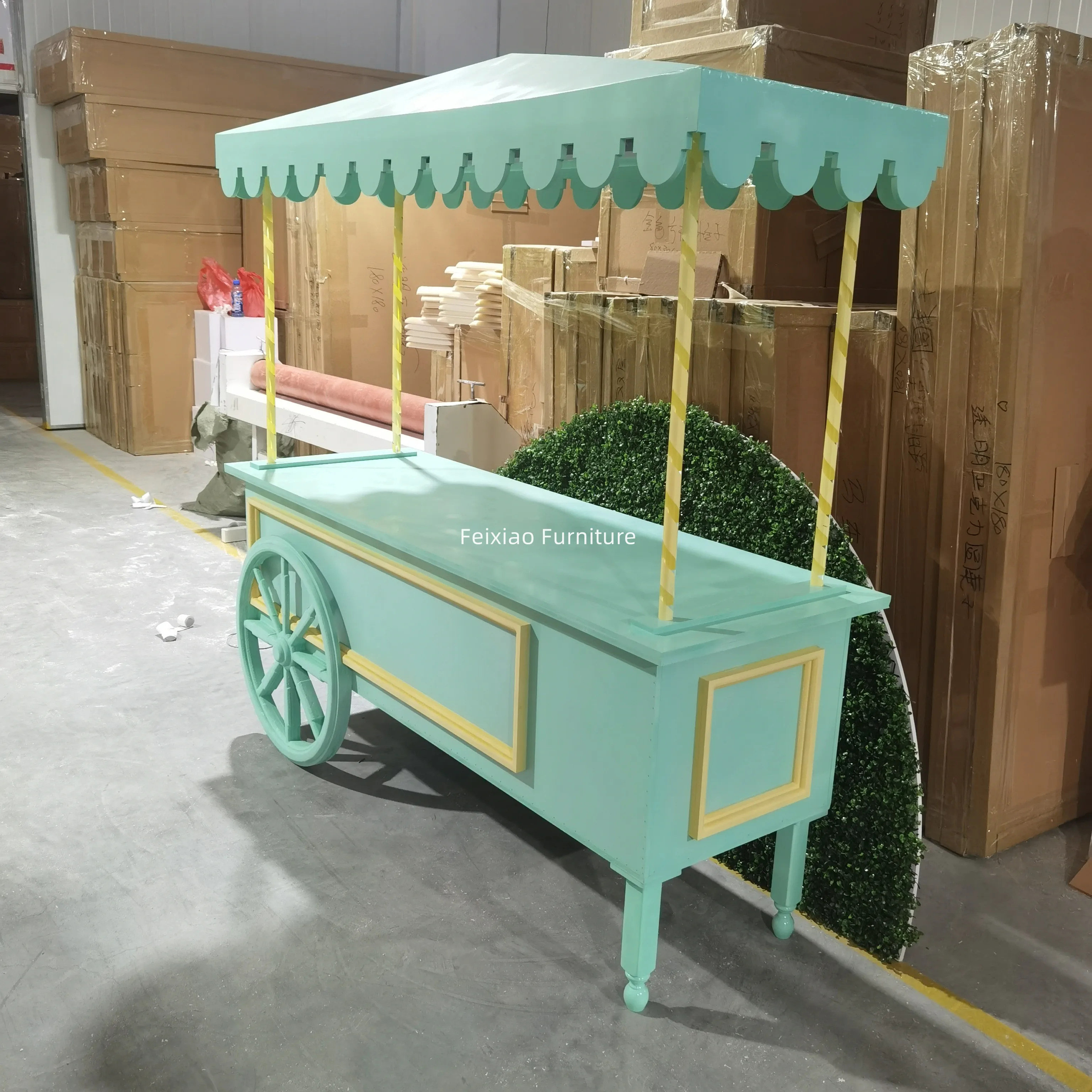 Modern sweet cart Acrylic green wedding candy cart with wheels