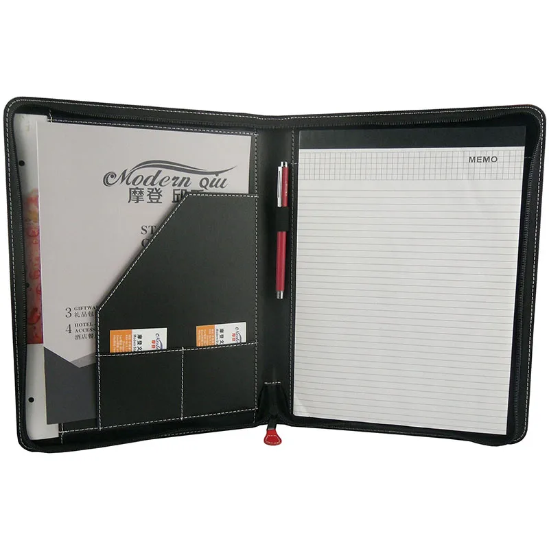 Modernqiu High Quality A4 Leather presentation folder portfolio bag