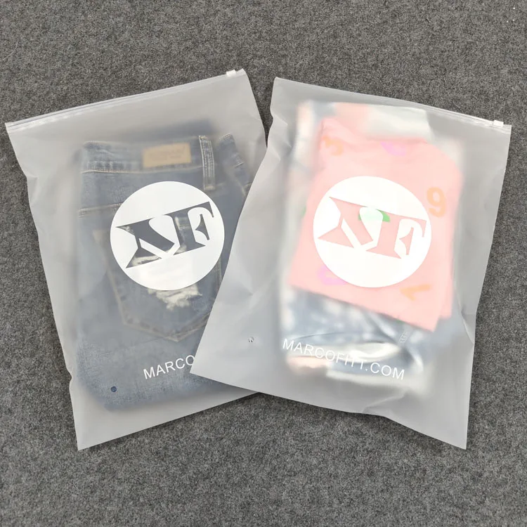 Custom LOGO Resealable PE Slider Frosted Zipper Bag Small Plastic Packing Bag With Black Plastic Zip Lock Jewelry Bag