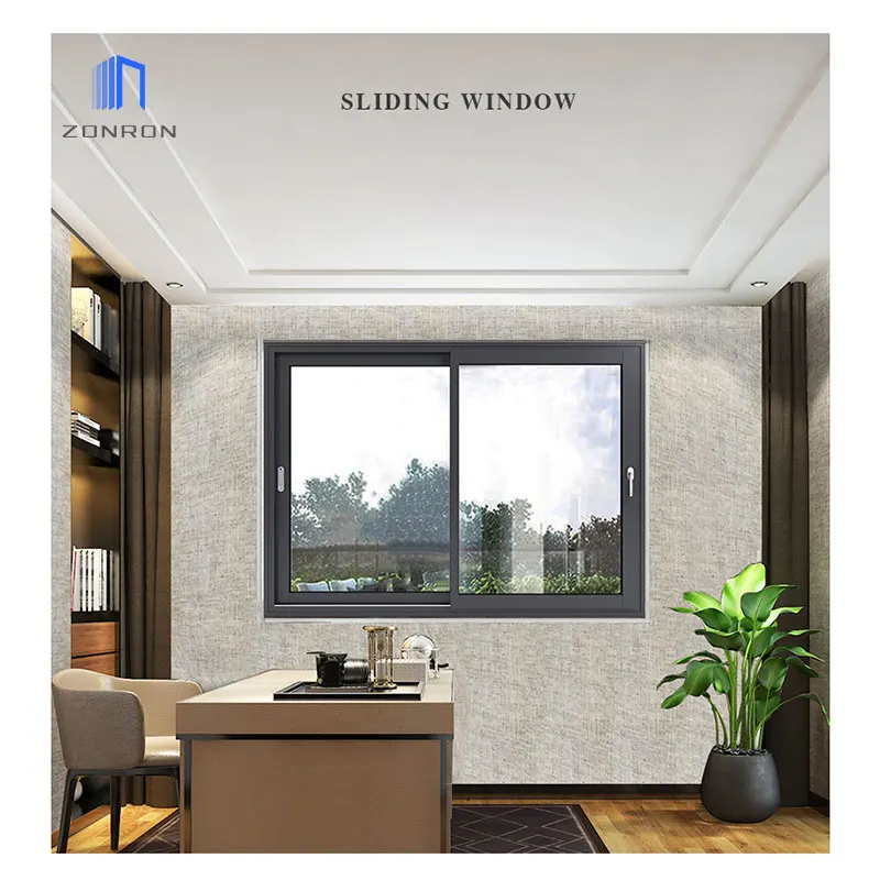 Zonron Modern Popular 2 Track Window Australian Standard Aluminium Framed Sliding Glass Window