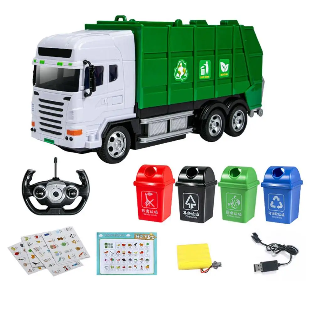 
Remote Control Garbage Truck 2.4GHz Electric Environmental Protection Sanitation Vehicle Toy Car With Trash Bin 