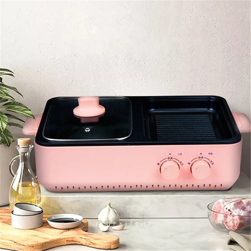 
2 in 1 electric hot pot bbq pan electric grill with hotpot 