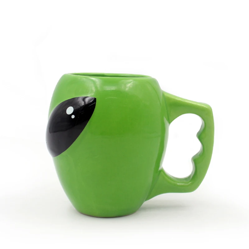 Creative Anime Alien Coffee Mug Green Ceramic Coffee Mug Cup Funny Drink Water Cup Birthday Gift for Boyfriends Lover