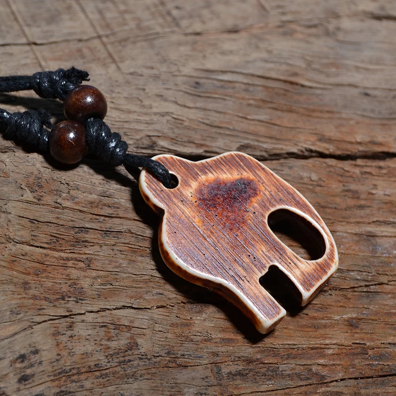 FX019 Vintage necklace Indian elephant pendant India Choker Retro Jewelry Tribal style Imitation Yak Bone necklace Amulet Gift