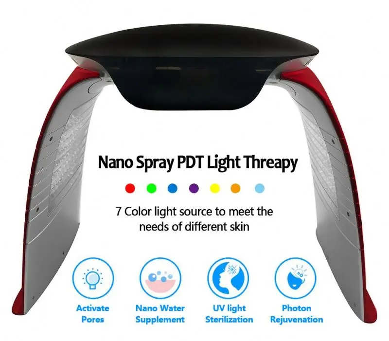 
Portable Facial Steamer 7 Colors PDT Led Red Light Therapy Acne Removal Treatment Beauty Machine With Cold and Hot Spray 