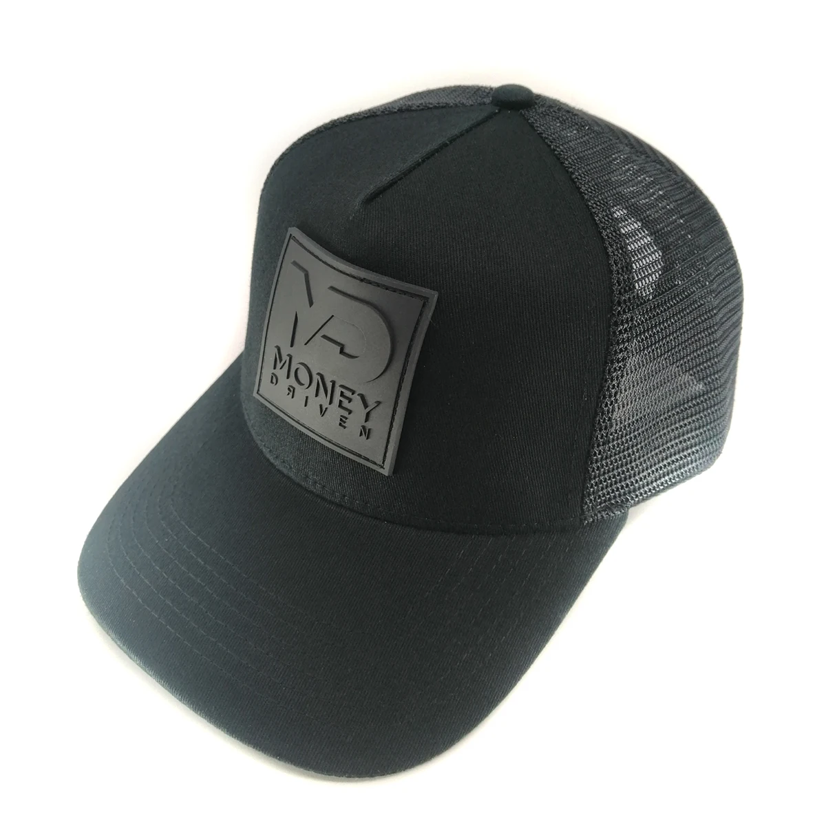 custom embossed logo 5 panel mesh baseball caps men trucker hats with rubber patch