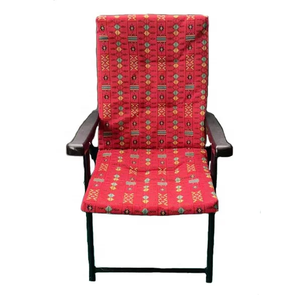 Popular Folding Chair with Padded Seat Middle East Style with Saudi Fabric Pattern
