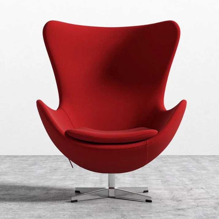 Modern Design Sofa Chair Living Room Fabric Swivel Chairs Fiberglass Red Fabric Leisure Egg Shape Chair