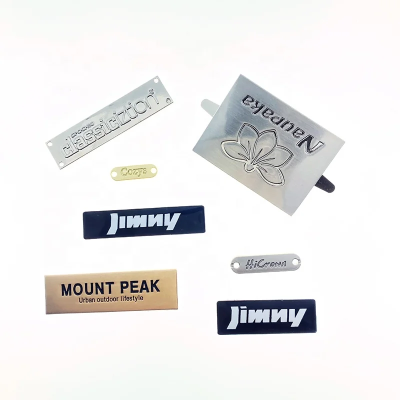 Fashion Charm  Button Brushing Engraving Brand Custom Bag 3D Metal Logo Labels Tag