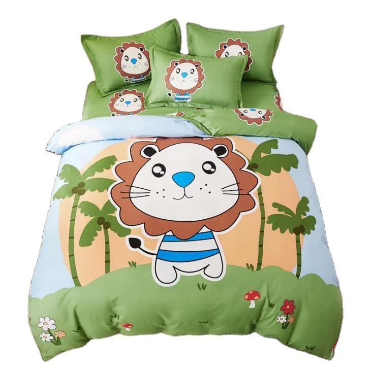 Cartoon light luxury students 1.8m bed full cotton wool in autumn and winter thickening four-piece set baby bedding set