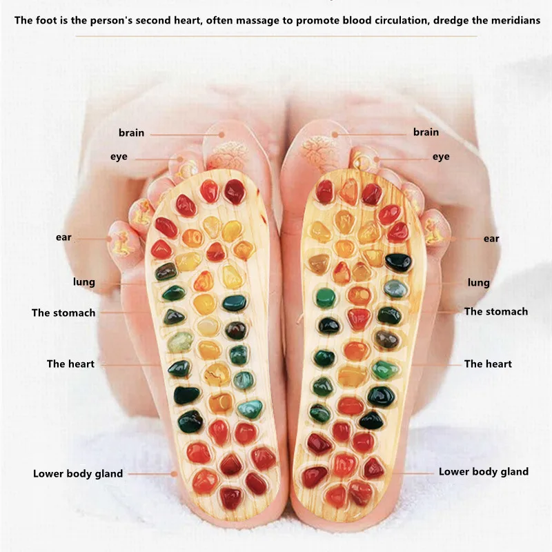 Reflexology Stone Massage Slipper Black Stone Deep Tissue Acupressure Foot Massage Slippers Shoes Sandals Reflexology Massage