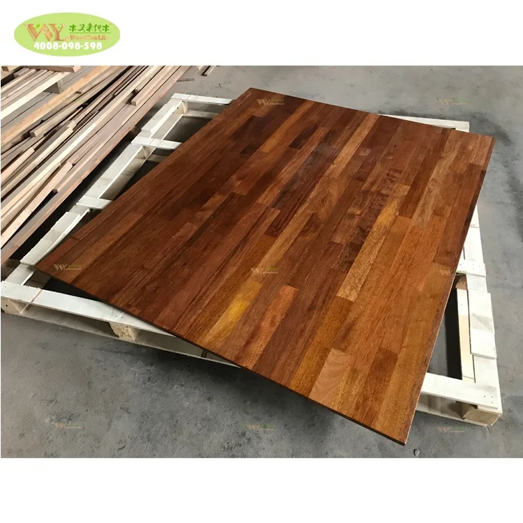 Factory Custom 18MM Merbau Finger Jointed Wood Panel / Multi Function Unfinished Merbau FJL Furniture Panel