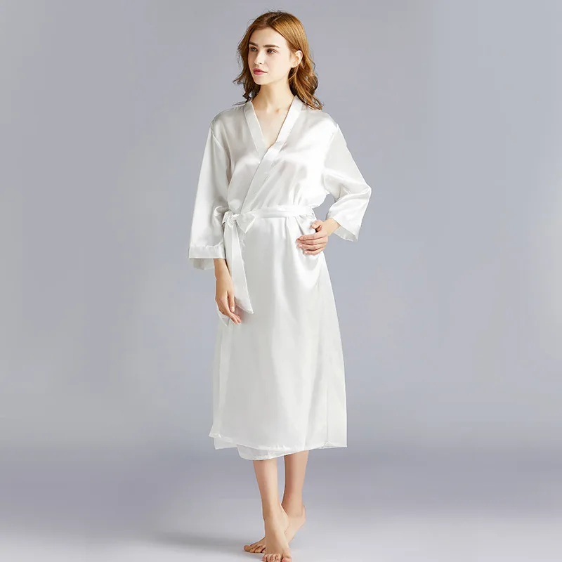 Women White Silk Satin Bride Robe Bridesmaid Robes For Bachelorette Party