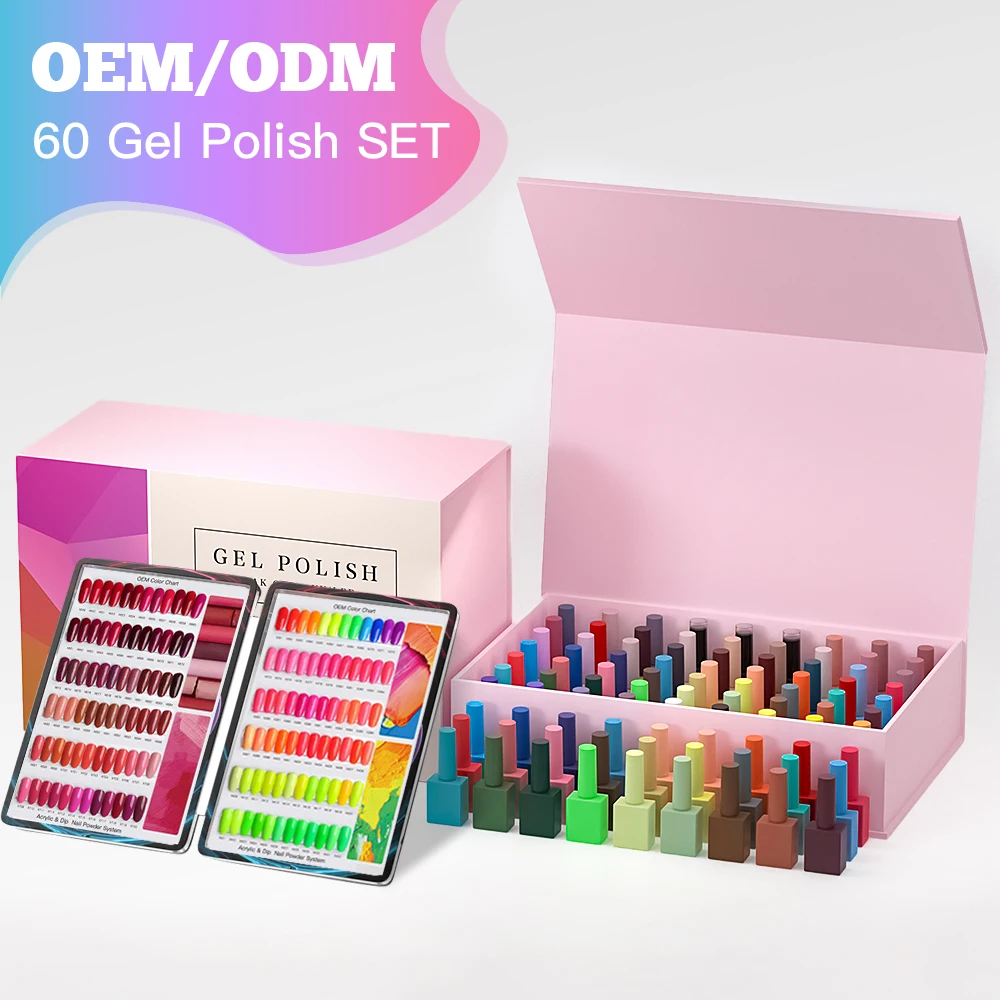 High Pigment Easy Dry  Nail Supply 60Color Gel Nail Polish Kit