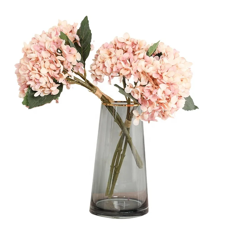 Hot Sale 3 Heads Artificial Silk Hydrangea Flowers Large Dusty Blue Flower Retro Bouquet For Party Home Wedding Table Decoration