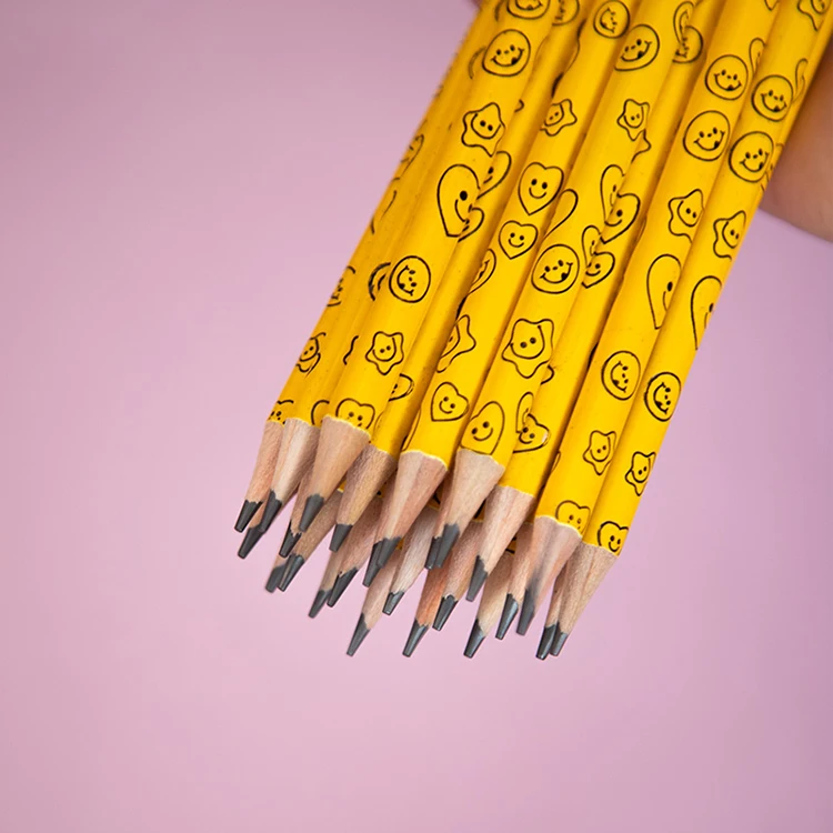 personalized oem graphite hb yellow coated 2b pencils school black lead round wooden pencils low moq in stock