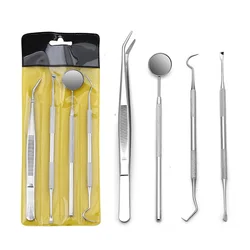 Dental Mouth Mirror Kit Of 4 Pieces, Dental Oral Hygiene Kit, Explorer Probe Dental Stainless Steel Tweezer