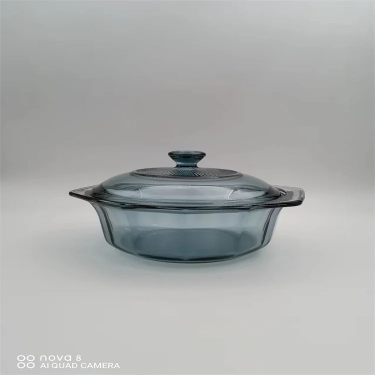 2022 New arrival bright gray borosilicate glass soup pot, can go into the oven, microwave and dishwasher