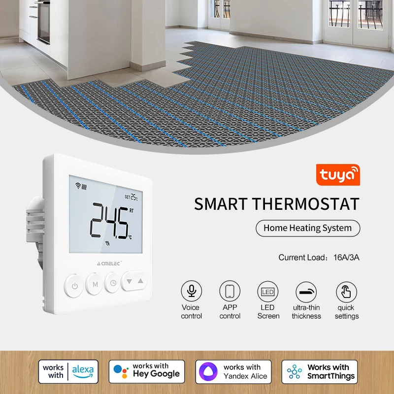 Tuya Wifi Smart Floor Heating Room Thermostat Zigbee 3A 16A Intelligent Warm Underfloor Heating Temperature Controller