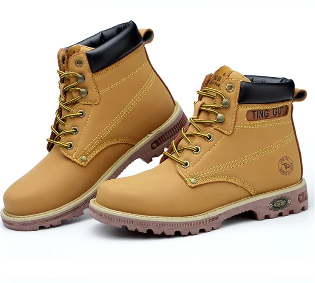 Новые модные стильные рабочие ботинки со стальным носком, Нескользящие непрокалываемые противоударные ботинки для снега, военные ботинки с высоким вырезом (1600125727380)