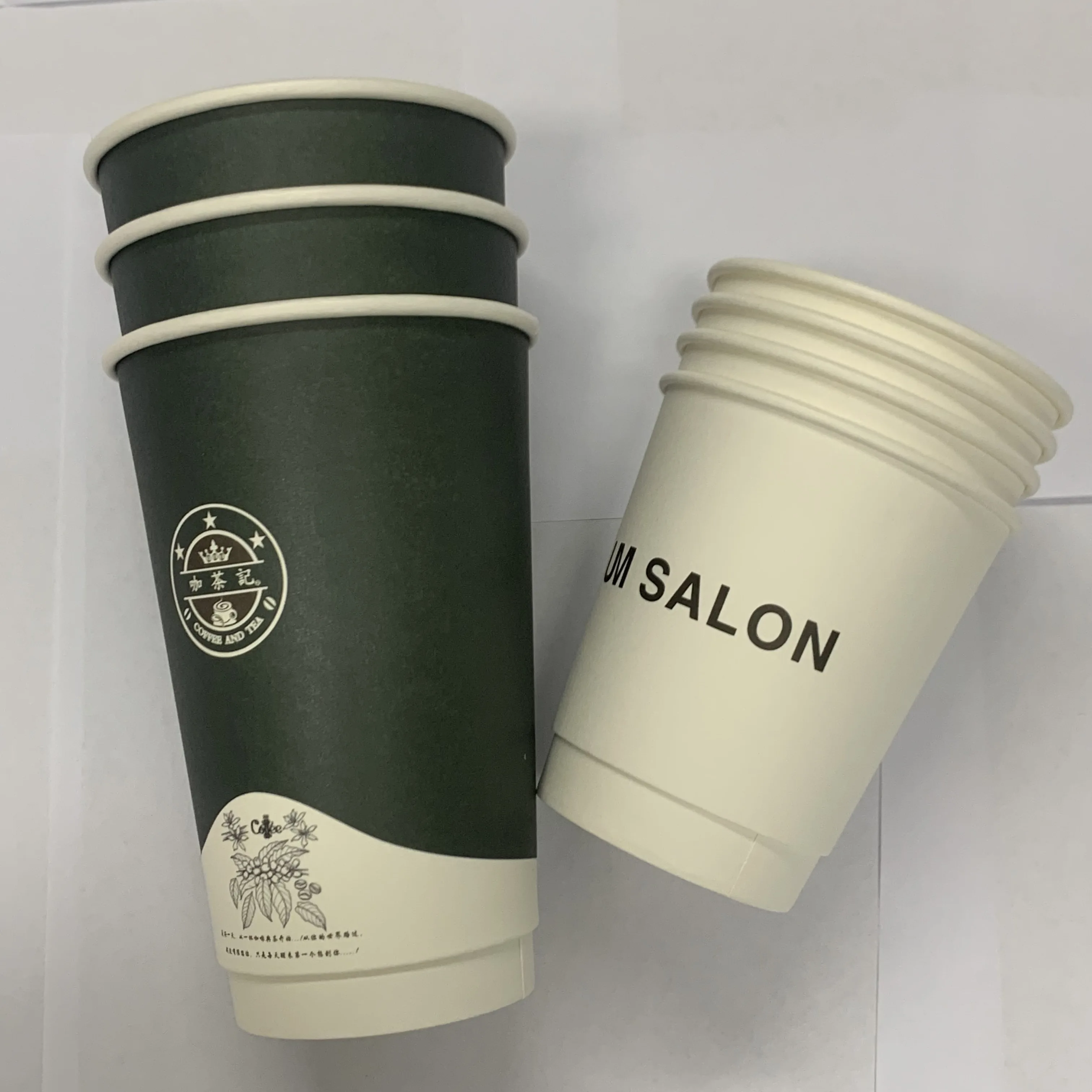 Custom Logo Printed 8oz 12oz Double Wall Coffee Paper Cups