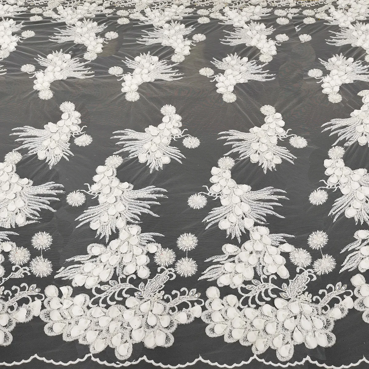 Заводская цена, Новое поступление, белое свадебное платье невесты, вышитая бисером кружевная ткань ручной работы, вырезанная аппликацией для шитья