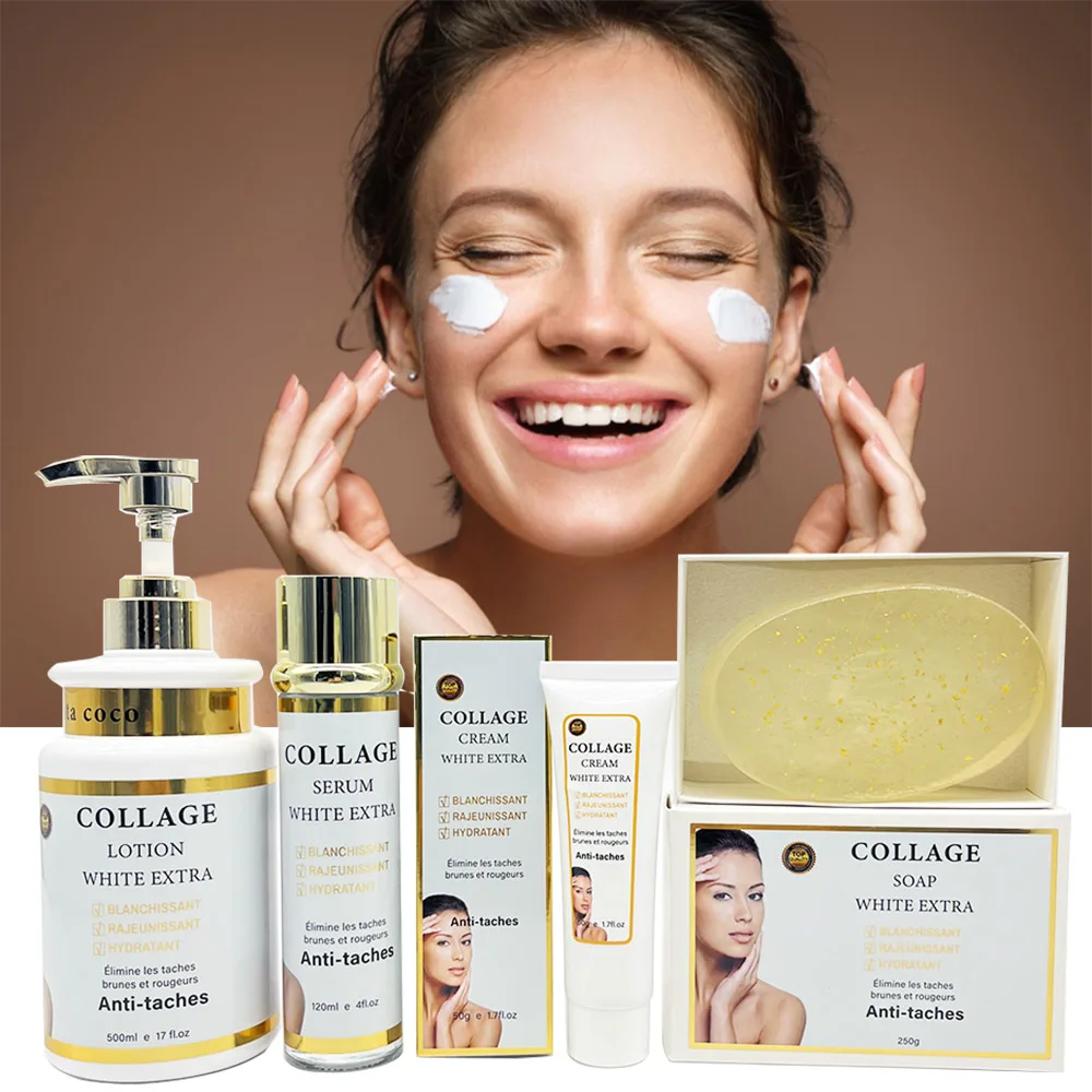 High Quality Low MOQ Collagen Fast Action Whitening Anti Taches Set Remove Stretch Mark Beauty Skin Care Set