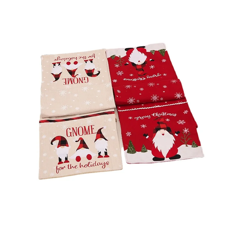 2021 New Embroidered Faceless Elderly Table Flag Snowflake Tablecloth Creative European Christmas Tea Table Mat