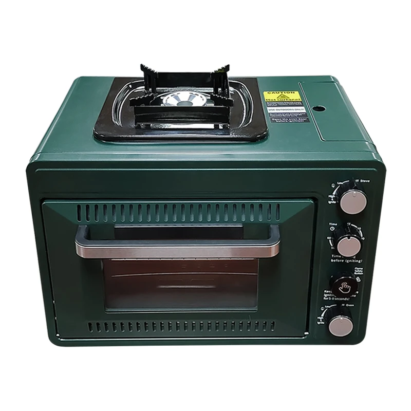 Multifunctional 2-in-1 Gas Stove and Toaster Oven Portable Small Baking Cassette Oven for Outdoor Camping Kitchen