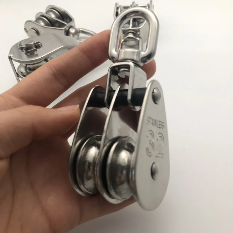 M25/M32/M50 Stainless Steel Swivel Wire Rope Crane Double Pulley Lifting Block Hanging Wire Towing Wheel