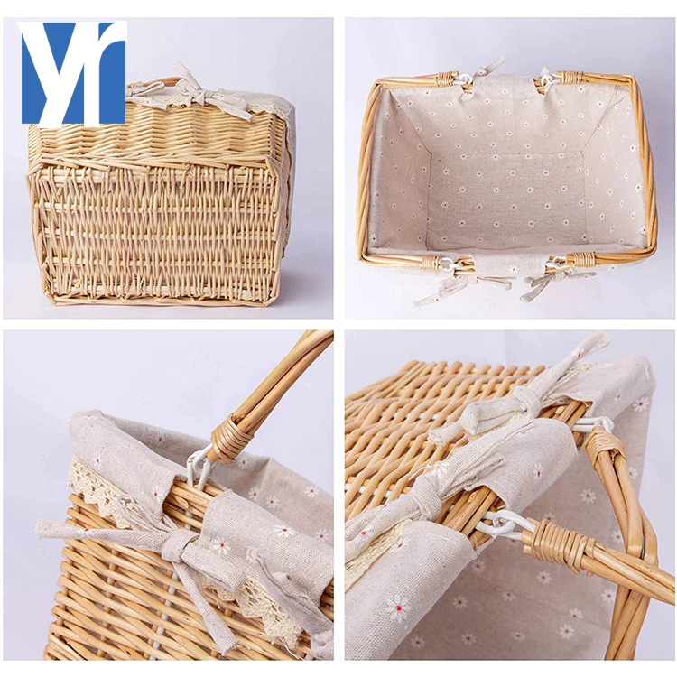 YRMT factory woven wicker fruit storage basket picnic basket with handle