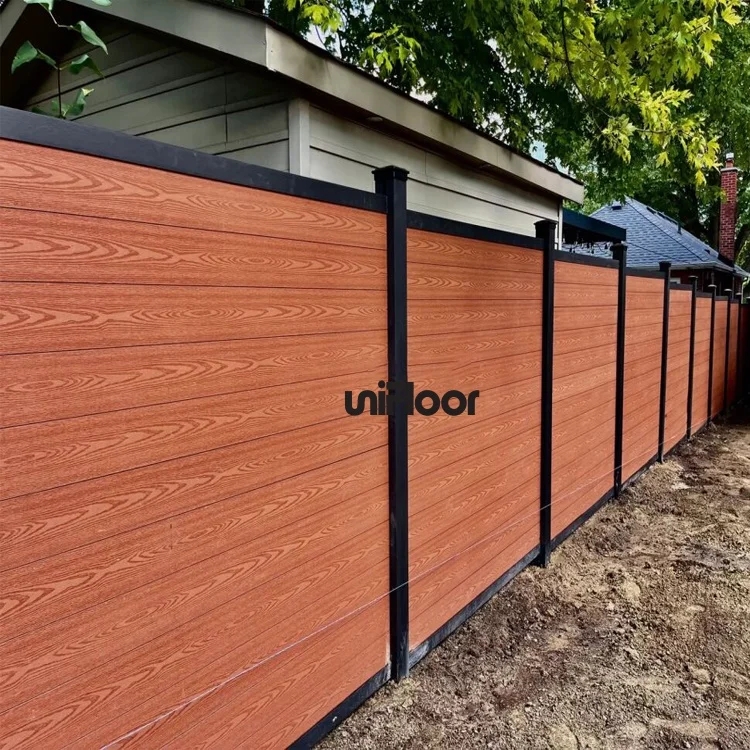 Unifloor 140mm 3D deep embossing Durable Park fence Wood grain wpc co extrude fence panel boards