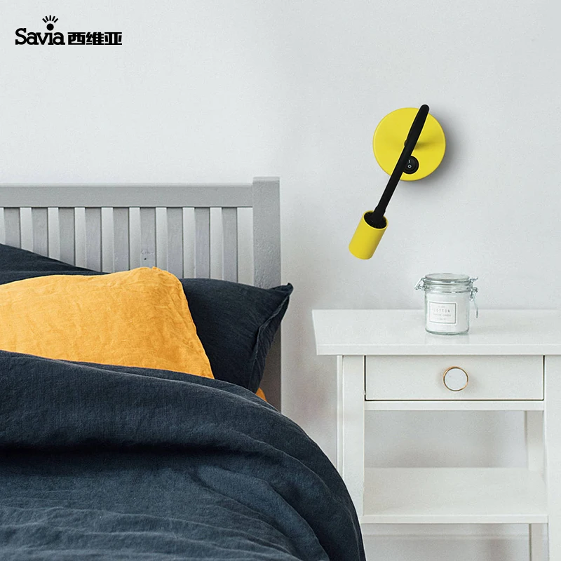 Savia modern led bedside reading lamp adjustable wall mount light aluminium multi color for book bed headboard hotel bedroom