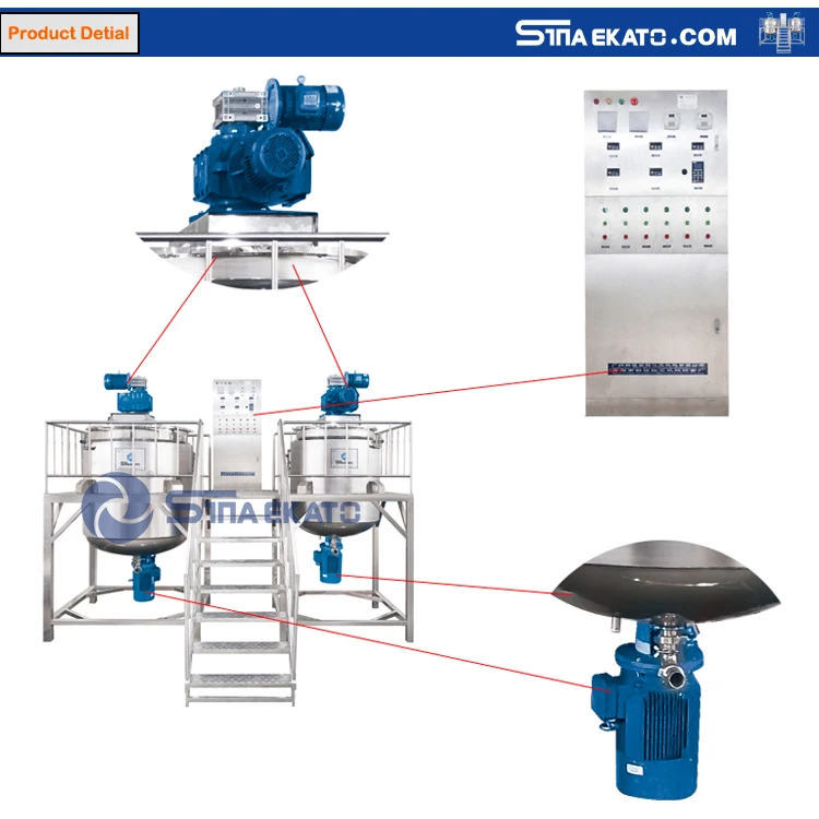 Sufficient supply homogenizer mixer with agitator tank for making liquid soap shampoo lotion gel electric heating mixing machine