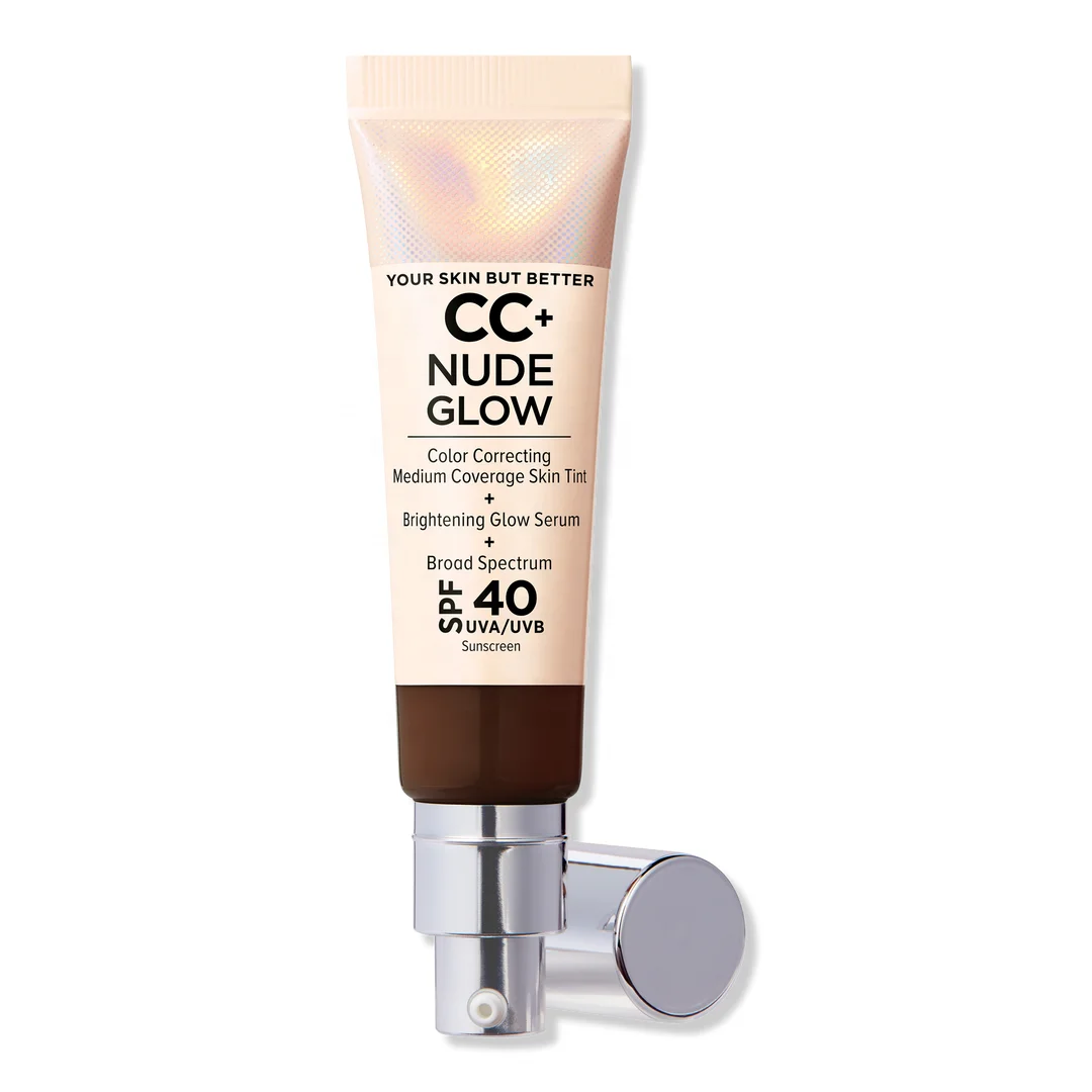 CC+ Nude Glow Lightweight Foundation + Glow Serum with SPF 40 Long Wear Oil-Control Matte Liquid Face Foundation Full Coverage