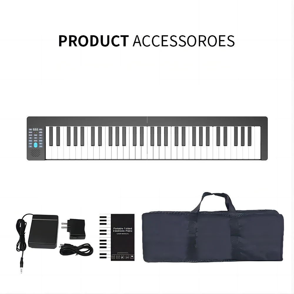Bluetooth Foldable Piano Keyboard For Travel  Full Size Folding Piano Keyboard Electric Piano