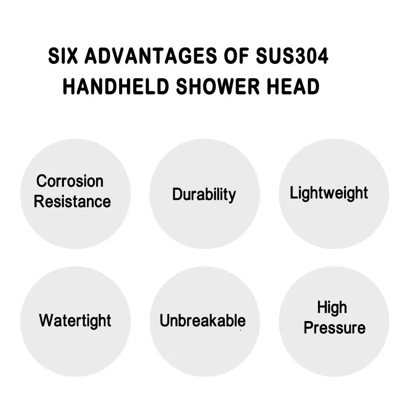 Manufacturer SUS 304 Shower Head High Pressure Hand Shower Stainless Steel Bathroom Shower Faucet