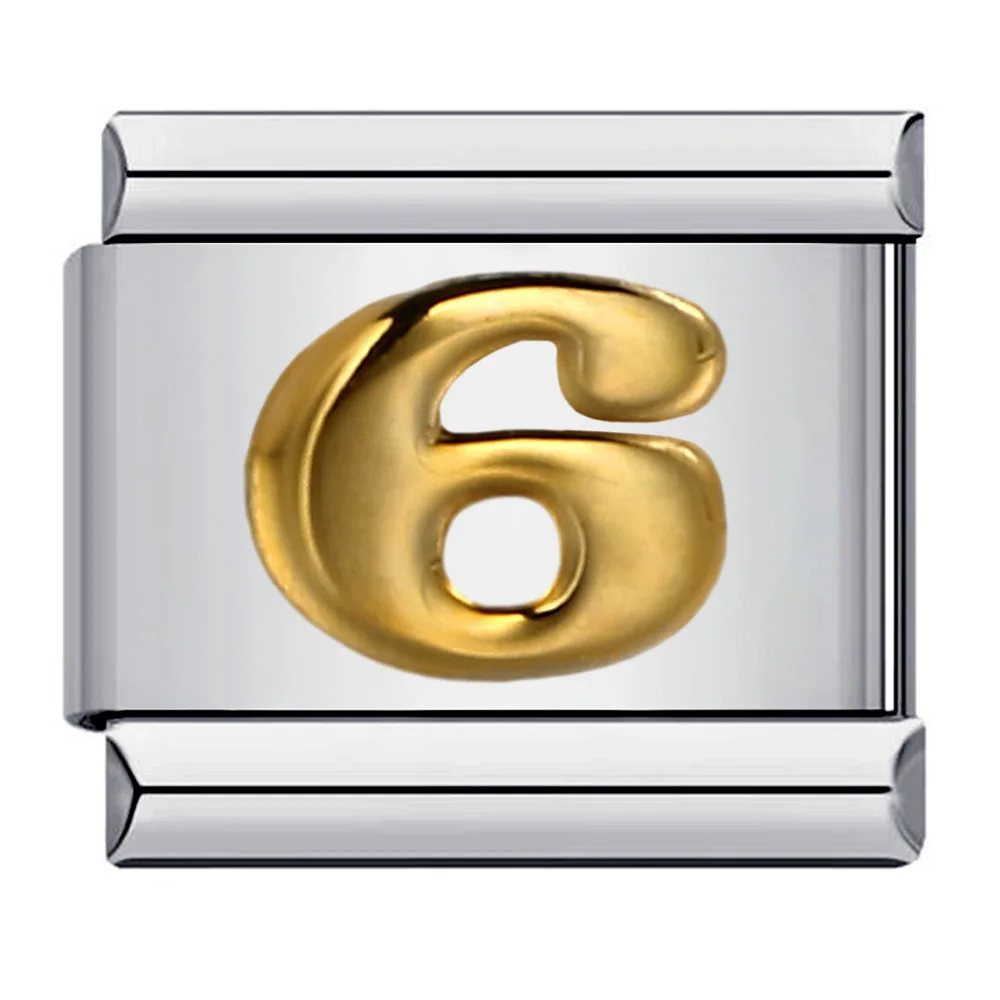 Wholesale 9Mm Stainless Steel Bracelet Number Italian Charms Bracelet Links For Man And Women