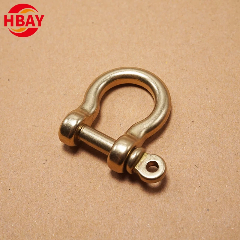 Pure Brass US Type D Ring U Buckle Copper Shackle Latch with Polished Surface Treatment Marine Hardware Lifting Applications
