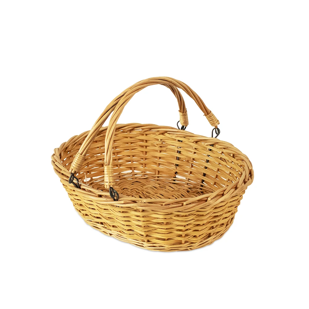 JY Handmade Oval Natural Willow Organizer Woven Small Basket Set With Handle Big Black Wicker Baskets For Gift