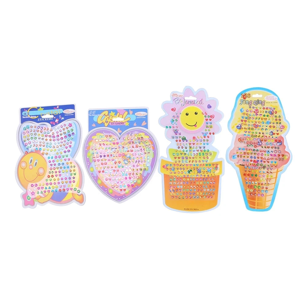 Color Random ! Fashion Cute 1 Sheet Cartoon Reward Crystal Stickers Toy Wonderful Children Stickers Earring For Kids Funny Toy
