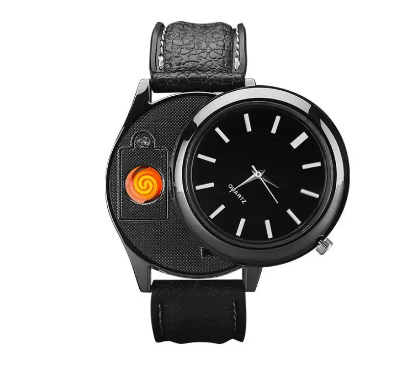 Usb Charging Lighter Smart Watch Lighter Cigarette for men Wristwatch gift Electronic USB lighter watch
