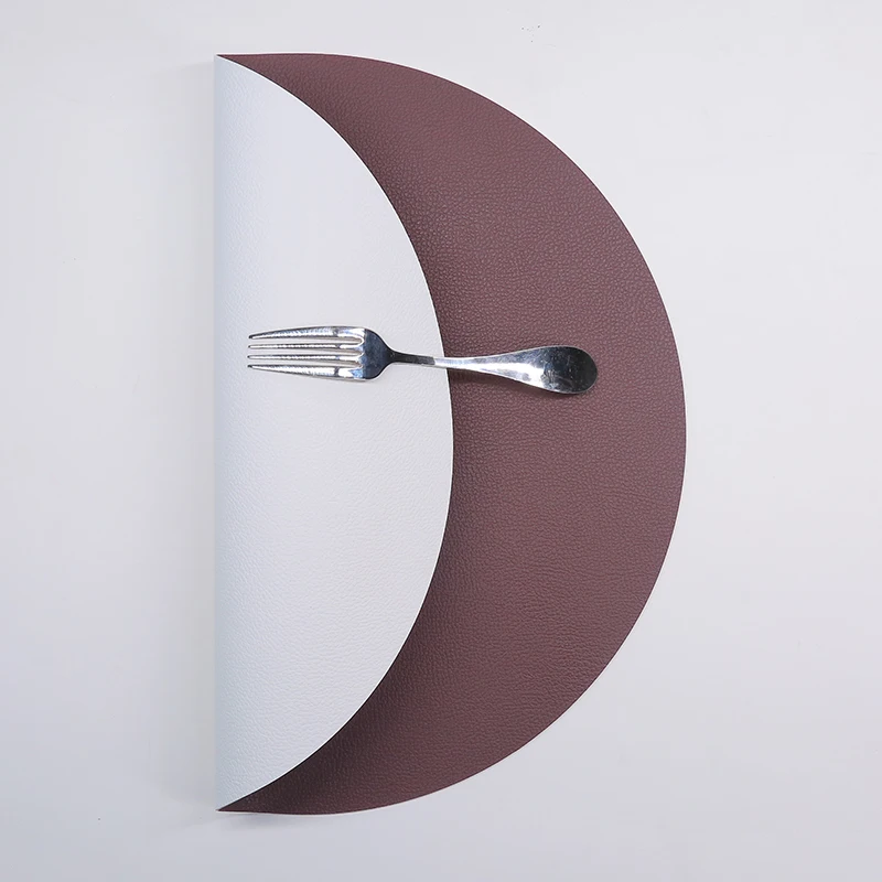Tabletex hot sale environmentally doubt sides leather anti-slip PU round western placemat