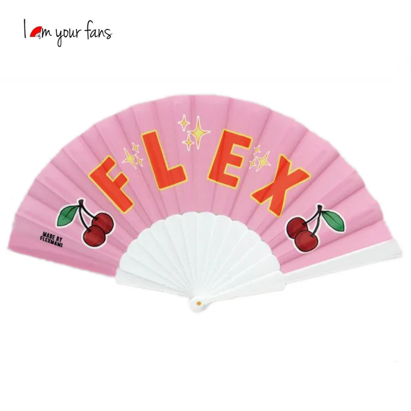 High Quality Custom Folding Plastic Ribs Hand Fan Fabric Plastic Plain Hand Fan