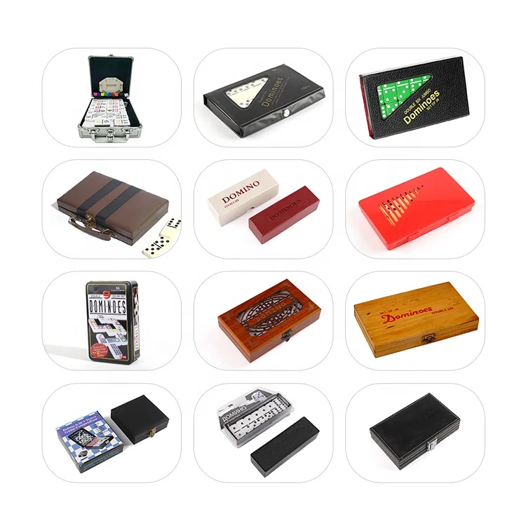 Gambling Game Double 6 9 12 15 Black Dot Domino With Pvc Box