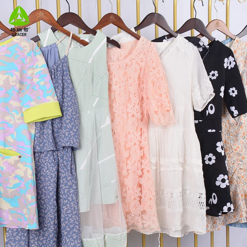 Second Hand Ladies Cotton Dress Short Mixed Used Clothing Premium Vintage Used Clothes Korea