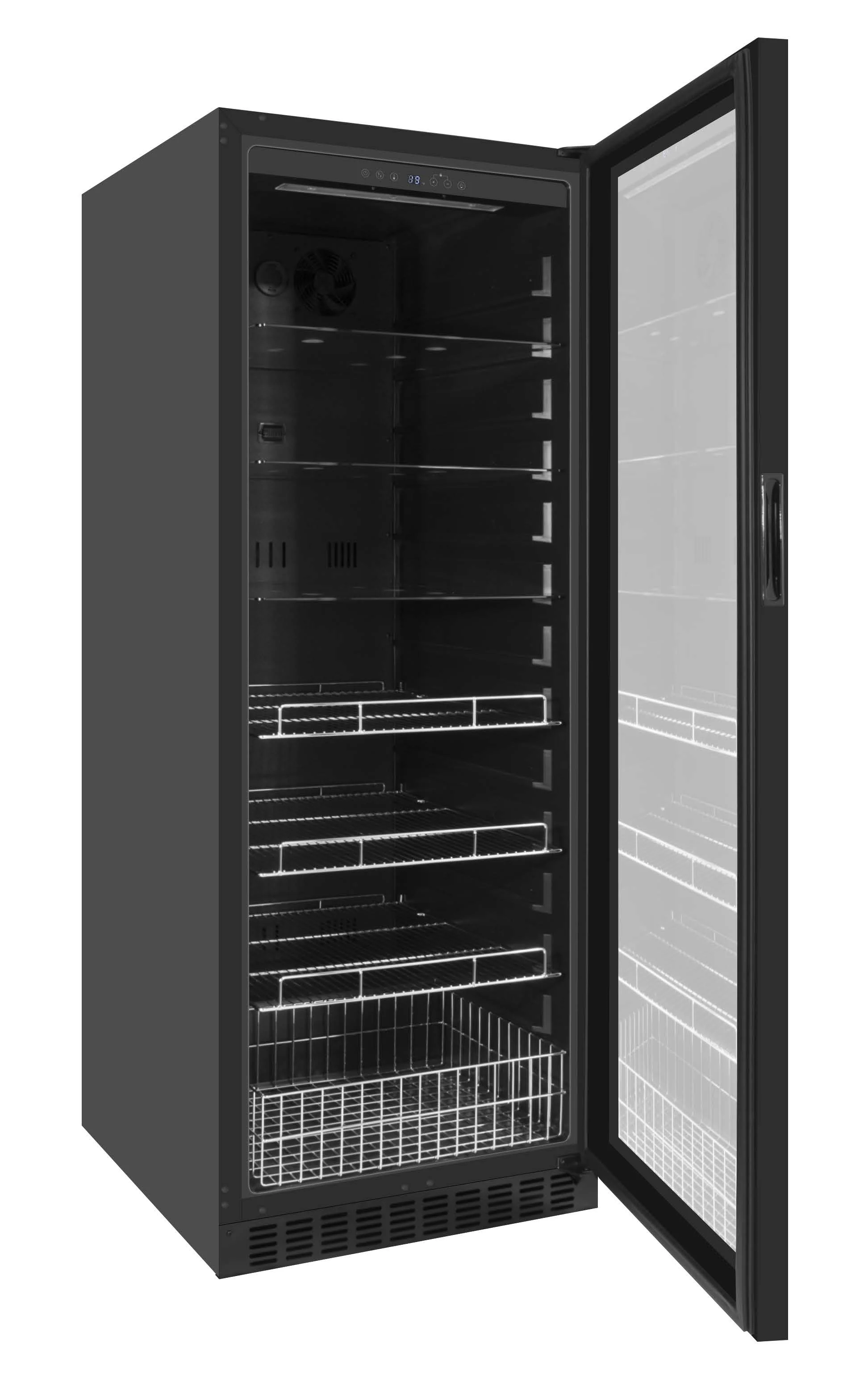 
Upright Beverage Cooler Stainless Steel Beverage Refrigerator Transparent Door Refrigerator 