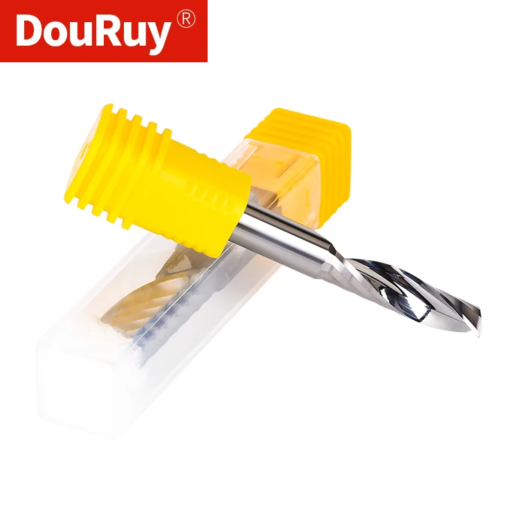 DouRuy Wholesale Price Durable Tungsten Carbide Tool One Flute Spiral End Mill Single Flute Cutter End Mills for Wood acrylic