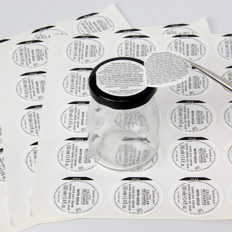 Custom Logo Round Shape Waterproof Printing Label Stickers Self Adhesive Bottle PVC Label